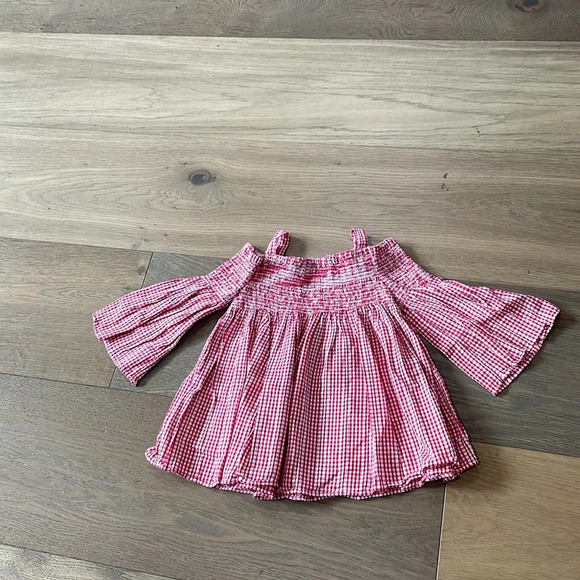 Pastourelle By Pippa & Julie Gingham Red Top Blouse Bell Sleeveless Size 5 - Picture 4 of 5